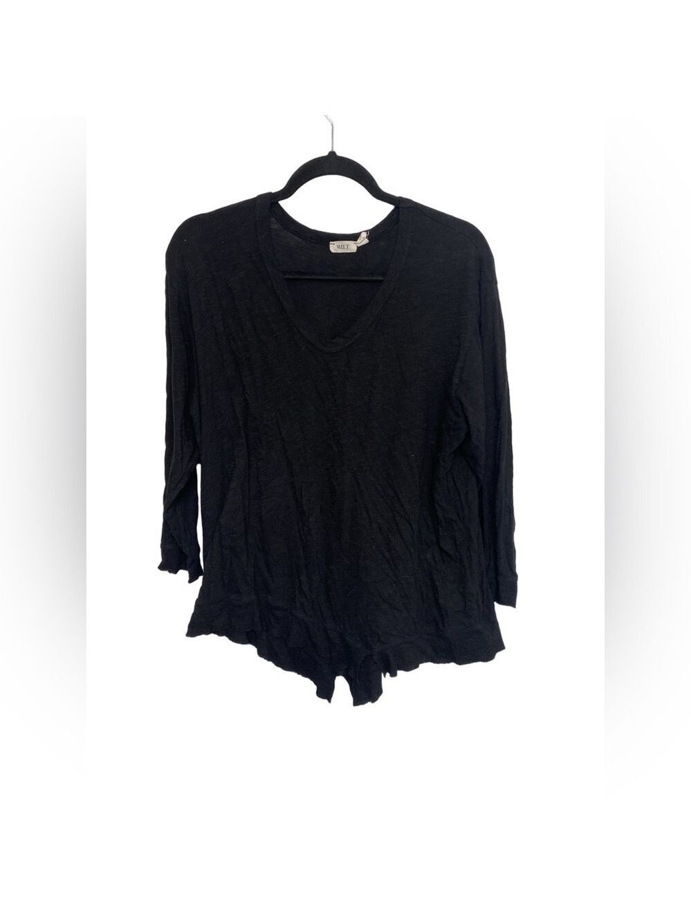 Wilt Slub Knit Raw Hem V-Neck Tunic
